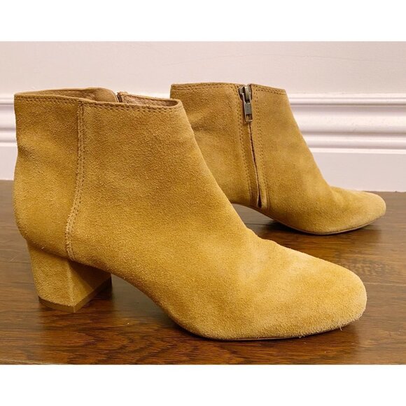 Madewell Lucien Tan Suede Leather Ankle Boot Booties Block Heel - Picture 1 of 7